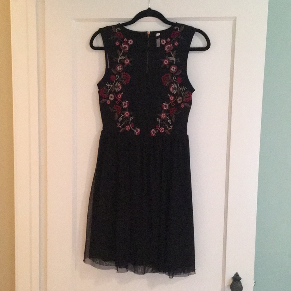 Black dress with floral design